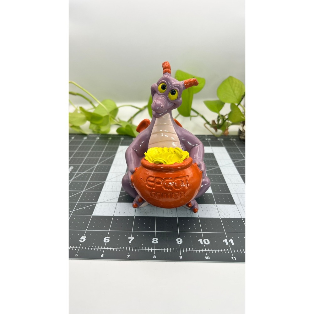 Vintage 1982 Walt Disney Epcot Center Figment Vinyl 7" Coin Bank